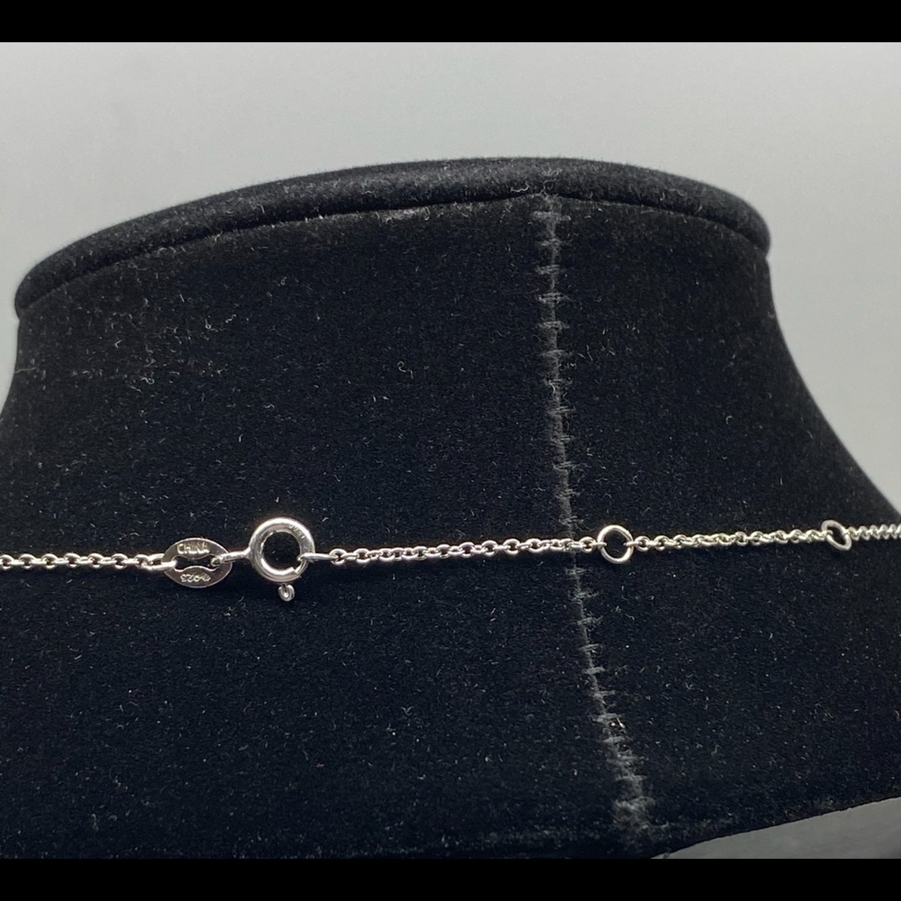 925 Silver Round White Topaz Solitaire Necklace - Picture 4 of 6